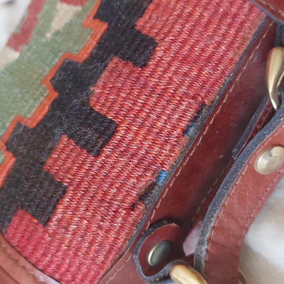 The Nomadic Collection Turkish Kilim leather bucket style bag vintage bohemian - Picture 14 of 16